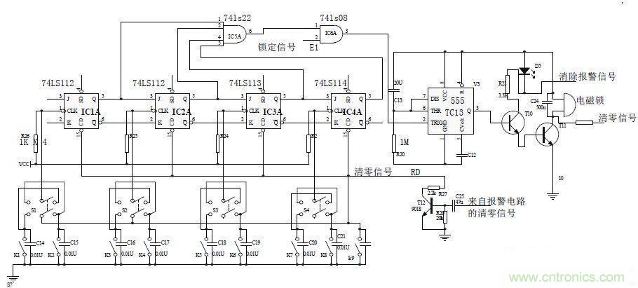 鍵盤輸入、密碼修改、密碼檢測、開鎖、執行電路