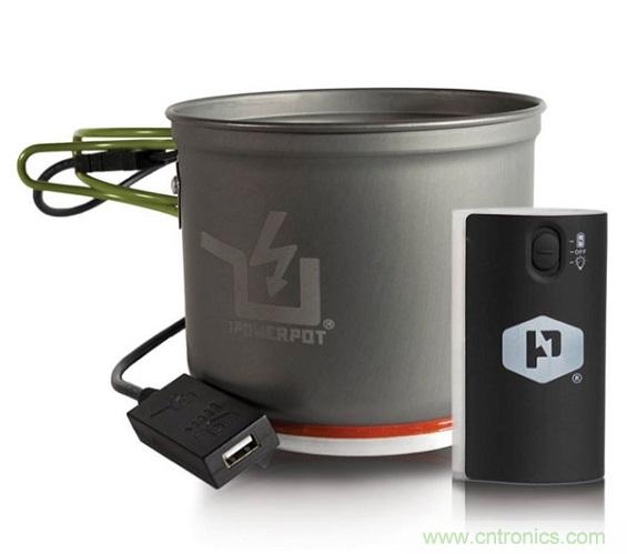 圖6：Powerpot設備利用熱源發電，使用者能一邊烹煮食物一邊為移動設備充電。
